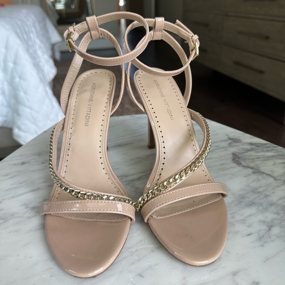 EUC Nude Patent Strappy Heeled Sandals - Size 8 - Adrienne Vittadini heels